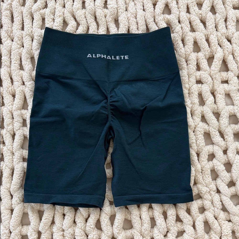 Alphalete Midnight Teal High-Rise Amplify Biker Shorts